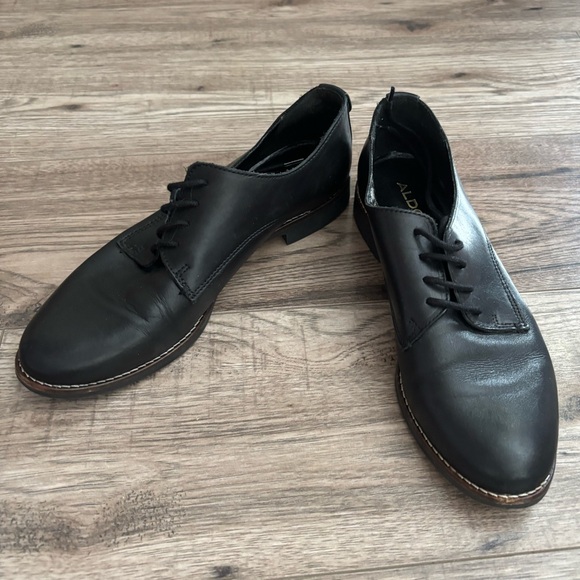 Aldo Shoes - Aldo Maedagua Black Leather Menswear Lace-Up Dress Shoes